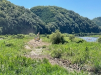 花火打ち上げ場所整地中